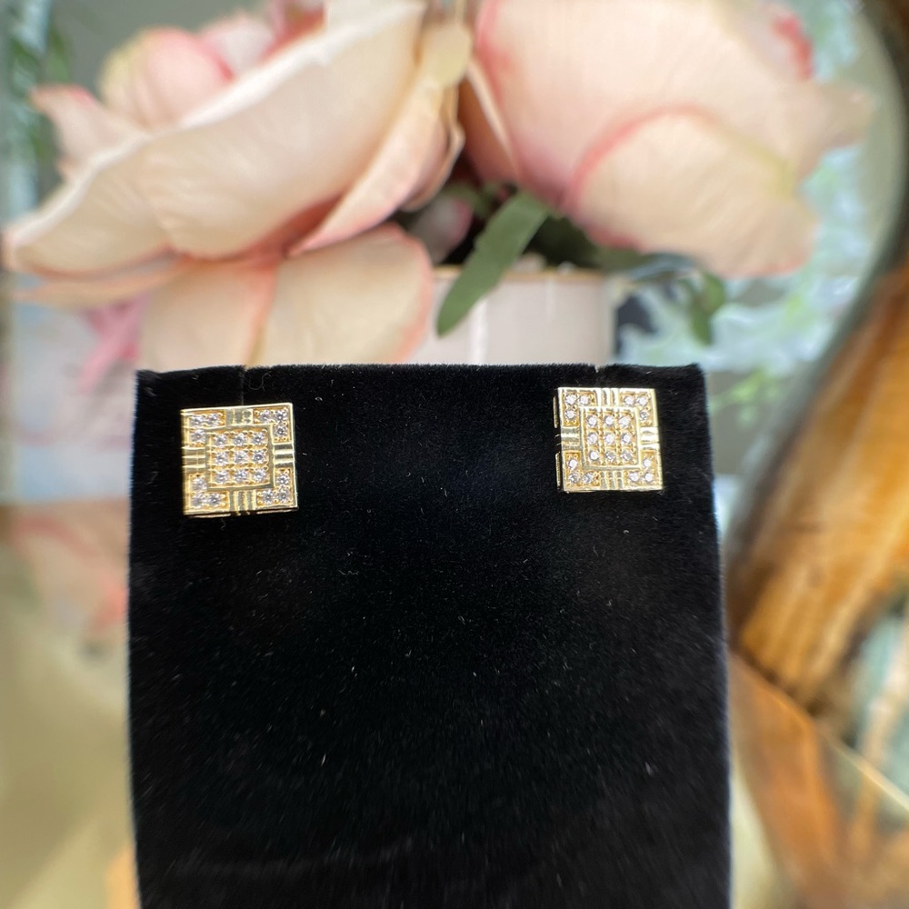14K Gold Earrings- Square Studs